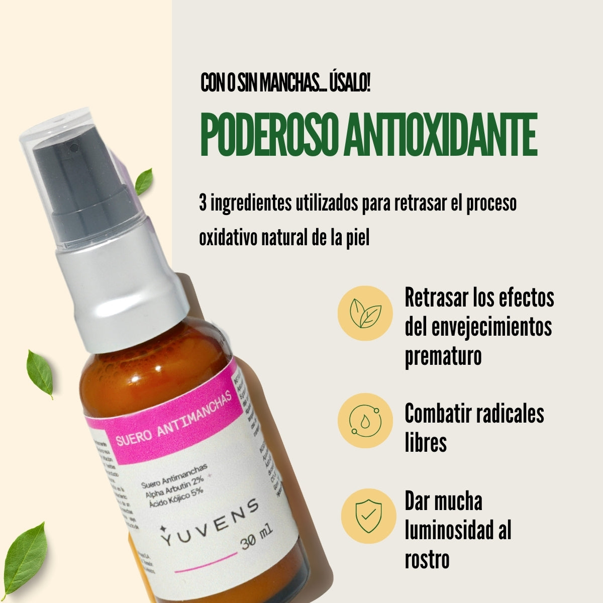 Sérum antimanchas alpha arbutina 2% + ácido kójico 5%