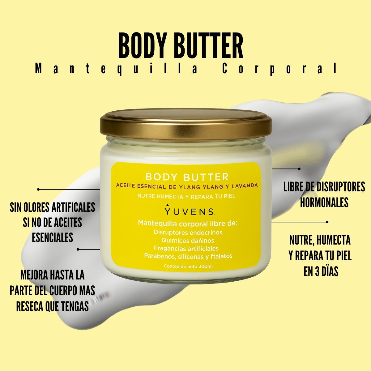 Body Butter Aceite Esencial de Ylang Ylang y Lavanda (Mantequilla Corporal)