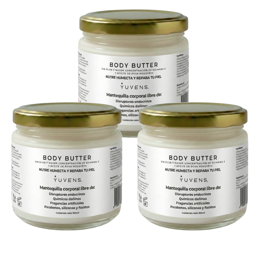 3 Body Butter Sin Olor (Mantequilla Corporal) Prevención de Estrías Embarazo