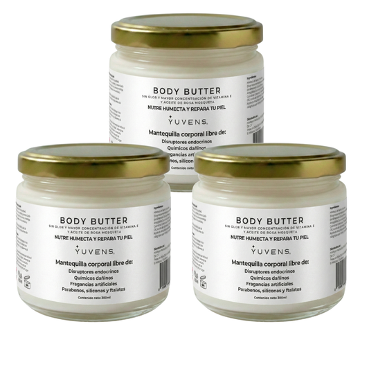 3 Body Butter Sin Olor (Mantequilla Corporal) Prevención de Estrías Embarazo