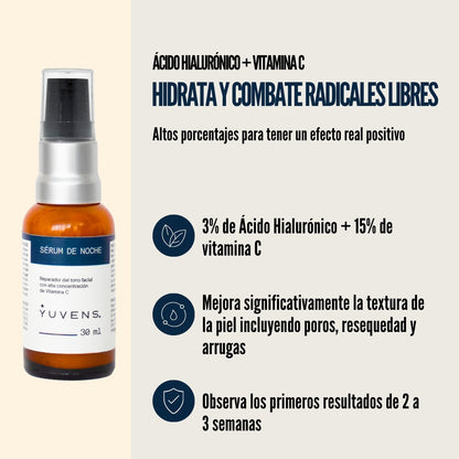 Kit sérum facial dia y noche - ácido hialurónico, colágeno y vitamina C